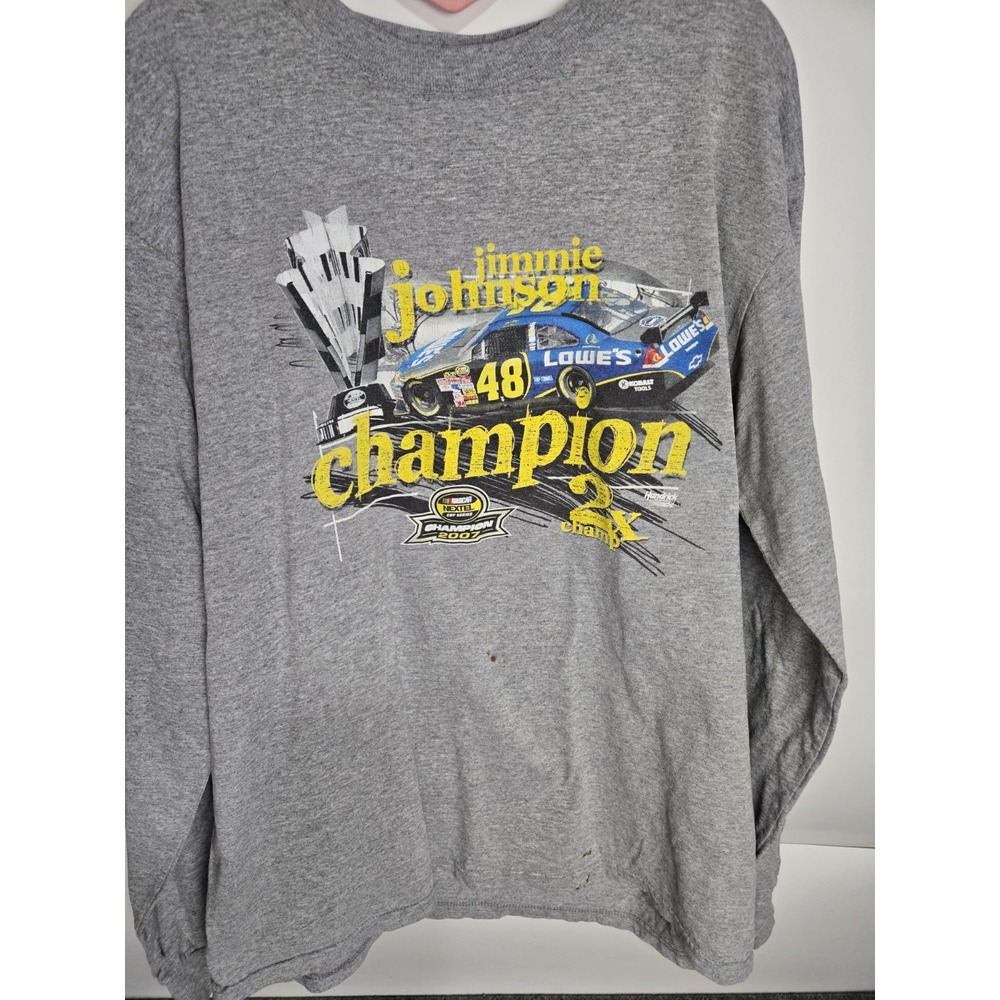 Vintage Y2k Nascar Jimmie Johnson L/s Shirt Size Lg Chase Authentic 2x Champion